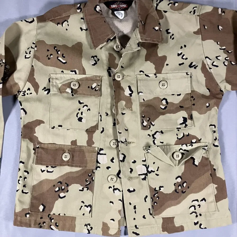 TRU-SPEC Jacket Youth 14 Tan Brown Desert‎ Camo BDU Field Coat Utility 4 Pocket